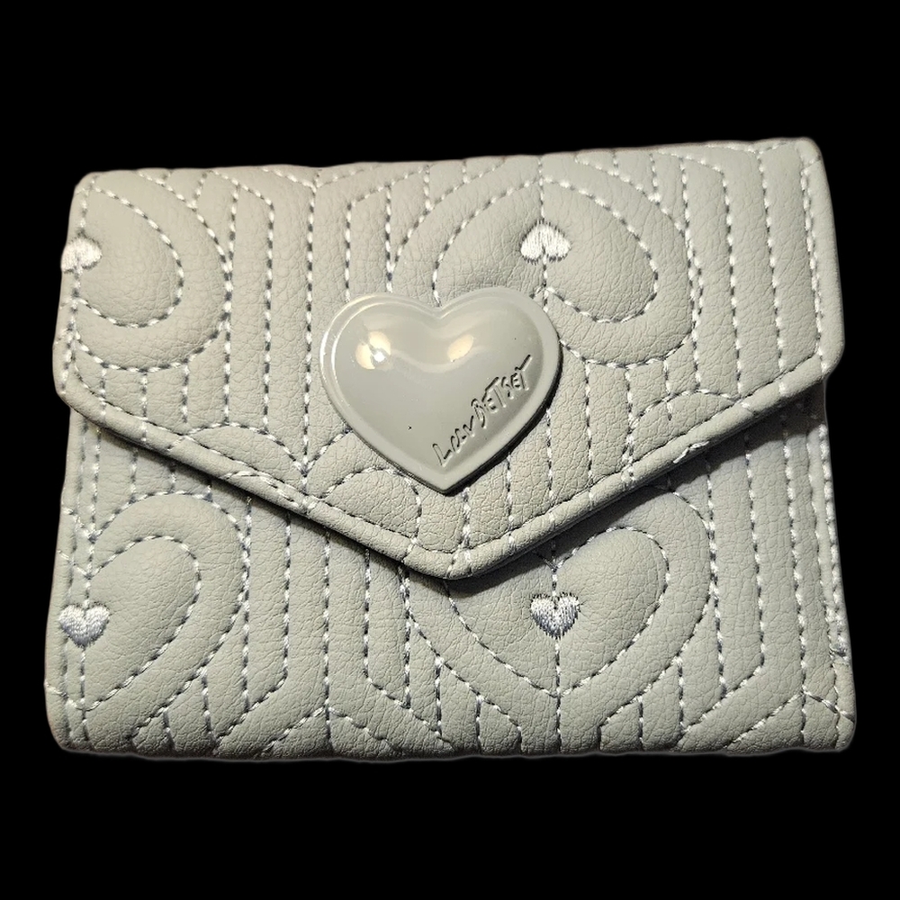 🤑Betsey Johnson Light Gray Heart-Embellished Wallet